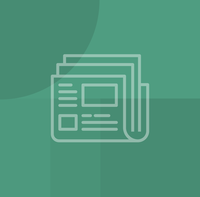 Folded newspaper icon with a teal geometric background